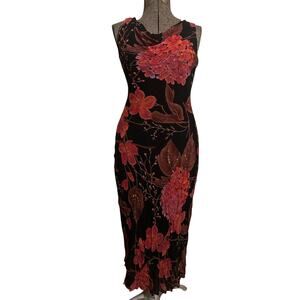 VTG Eva Blue Floral Beaded Romantic Dress Dark Fairy Whimsigoth Grunge Y2K 8